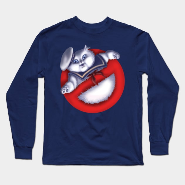 Stay Puft Marshmallow Cat Long Sleeve T-Shirt by GeekyPet